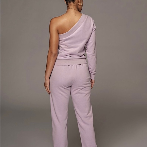 JLuxlabel Lilac AADI One Shoulder Fleece Top - Picture 5 of 5